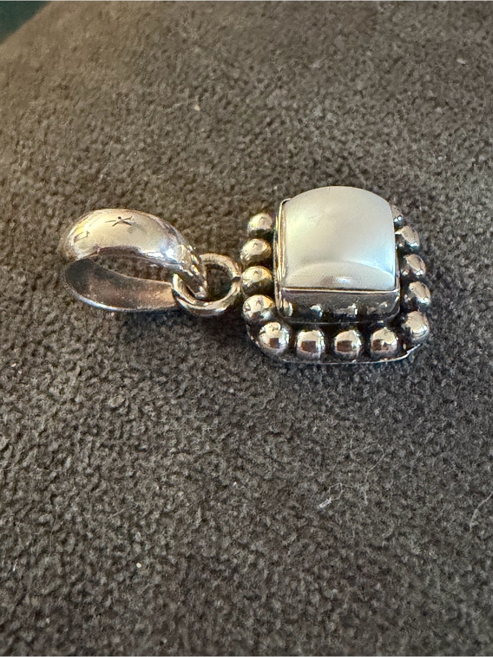Sterling Silver Mother-of-Pearl Square Pendant - White - Picture 3 of 7